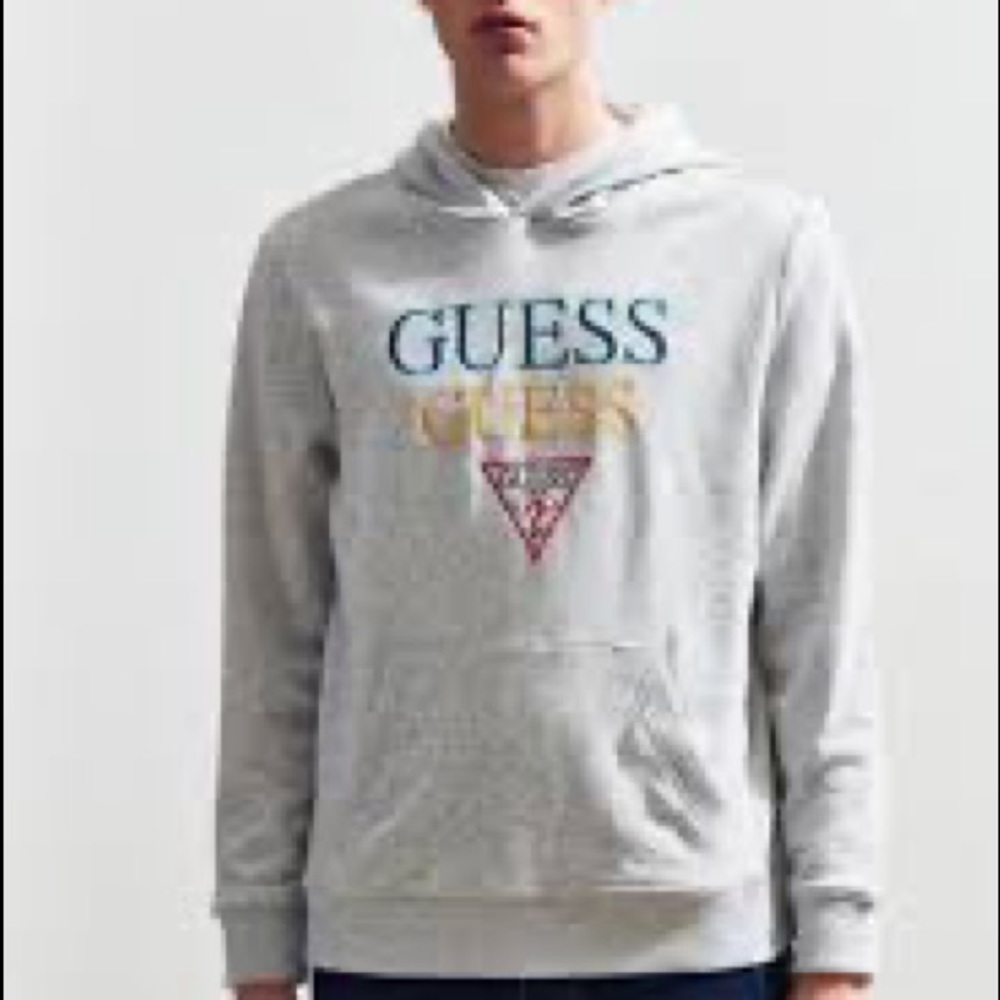 Vintage GUESS Marciano Los Angeles gray embroidered logo hoodie sweatshirt M